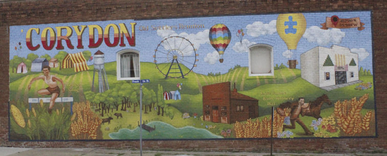 Corydon mural featuring history, nature and landmarks of our town completed and ready to view